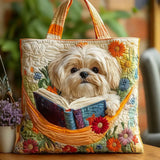 Borsa artigianale – Shih Tzu tra libri e fiori