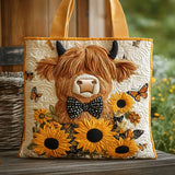 Borsa Trapuntata – Mucca Highland tra i Girasoli