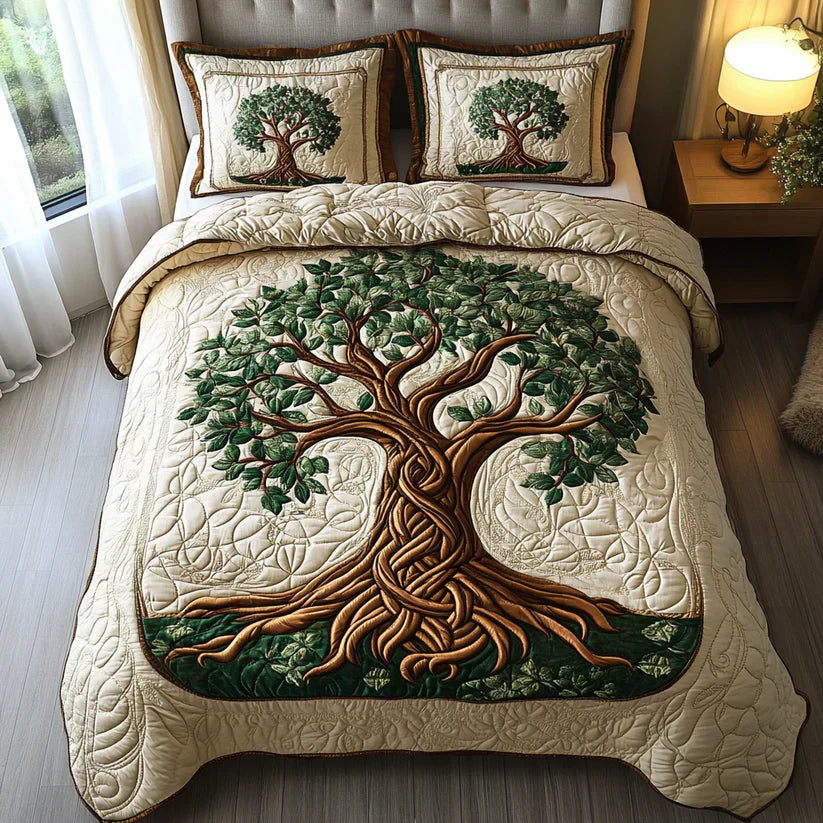 Set Copripiumino Trapuntato 3 Pezzi – Albero della Vita