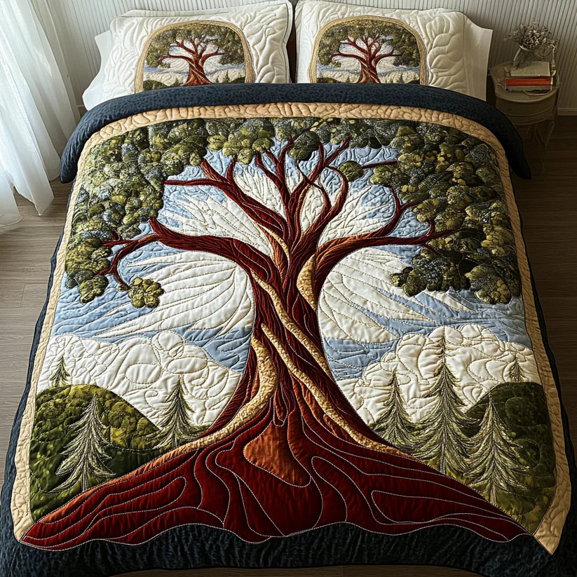 Set Copripiumino Trapuntato 3 Pezzi – Albero della Vita