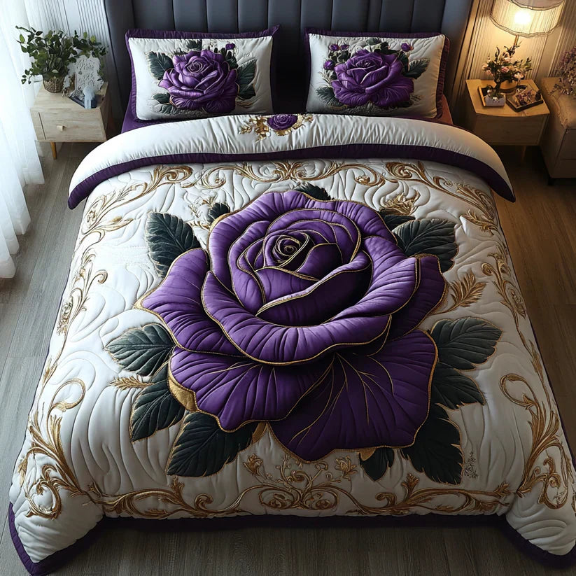 Set Copripiumino Trapuntato 3 Pezzi – Rosa Viola
