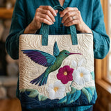 Borsa Trapuntata – Colibrì e Fiore Bianco
